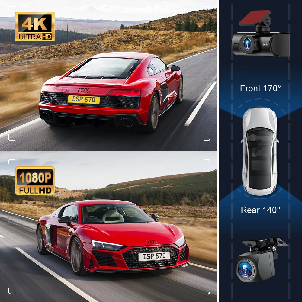 Dash Cam Dual Lens 4K UHD Recording