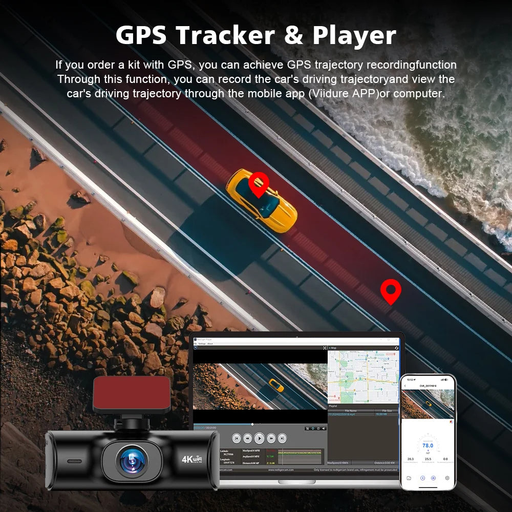 Dash Cam Dual Lens 4K UHD Recording