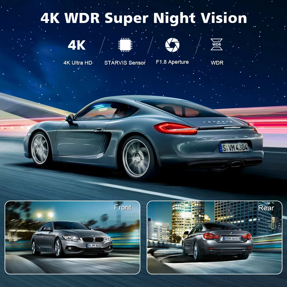 Dash Cam Dual Lens 4K UHD Recording