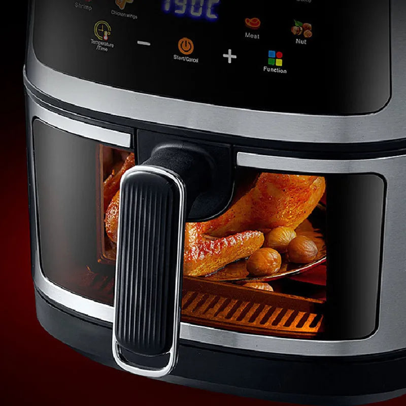 New 6L Stainless Steel Large-Capacity Air Fryer Household Black White Green