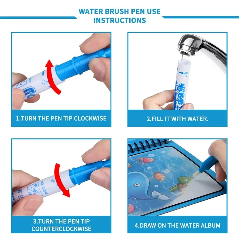Kids Magic Water Book With Pen